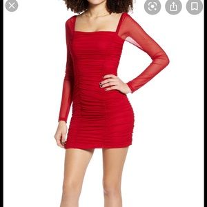 Leith roughed body con mini dress red